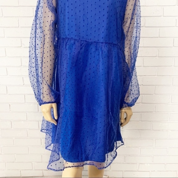 Vila Women’s Mazarine Blue Sheer Spot Smock Dress - Picture 3 of 16